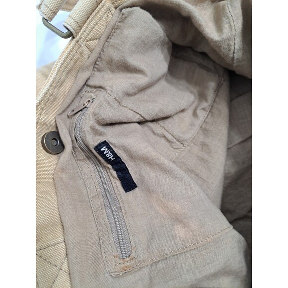 H&M Canvas Tote Bag Shoulder Khaki Distressed Long Retro Vintage Sack - Picture 6 of 8